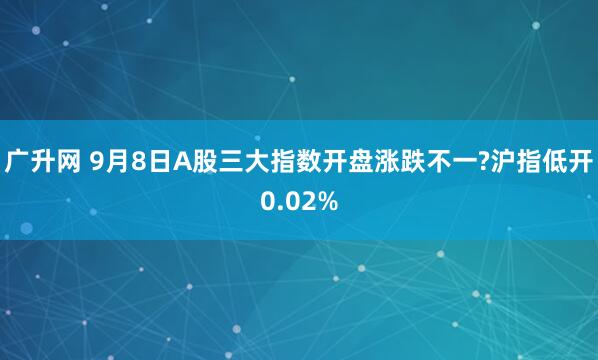 广升网 9月8日A股三大指数开盘涨跌不一?沪指低开0.02%