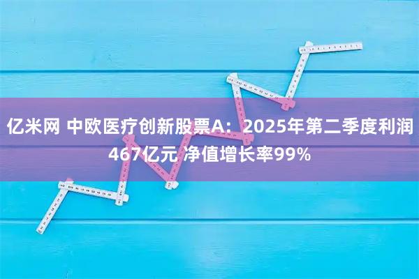 亿米网 中欧医疗创新股票A:2025年第二季度利润467亿元 净值增长率99%